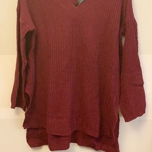 Fashion Nova Burgundy High Low Sweater